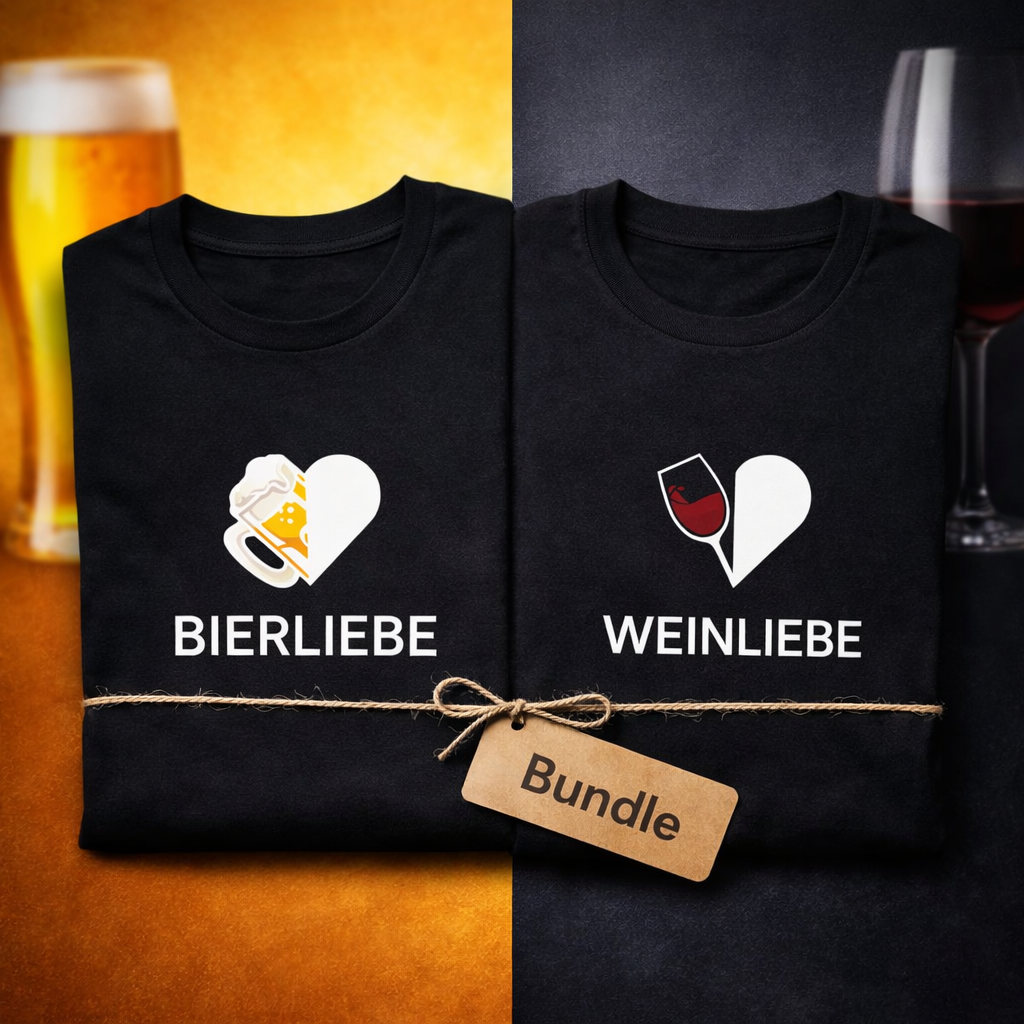 Bierliebe + Weinliebe | schwarzes T-Shirt Bundle