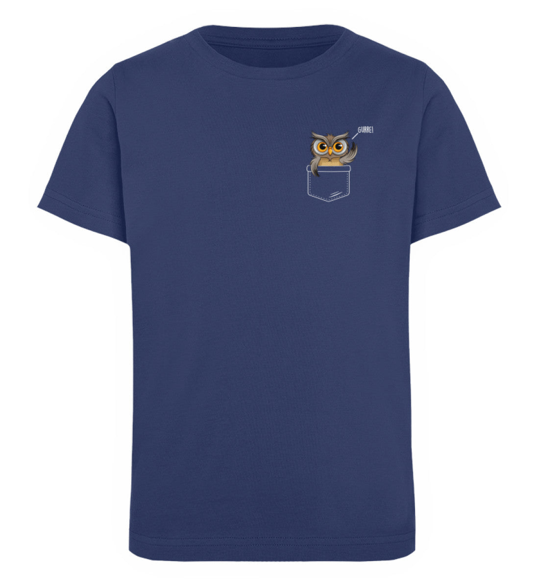 Gurre! Eule in Brusttasche Kinder T-Shirt French Navy Odenwälder Dialekt Odenwald mit Stil Onlineshop