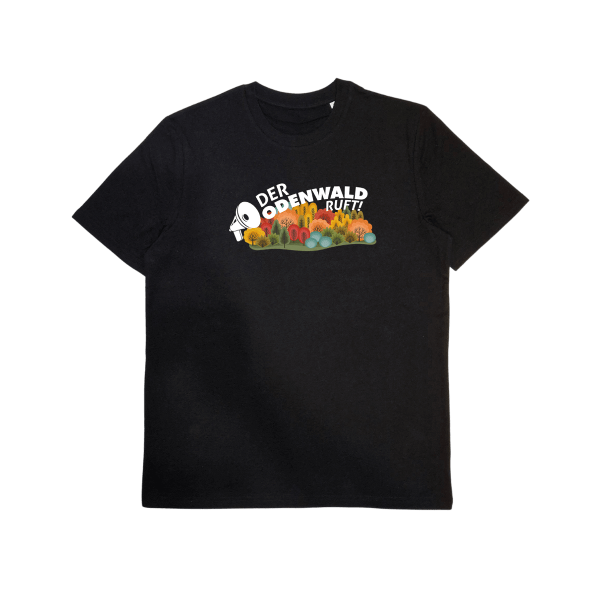 Bio-T-Shirt mit Motiv „Der Odenwald ruft“ – Odenwald mit Stil, Frontansicht.