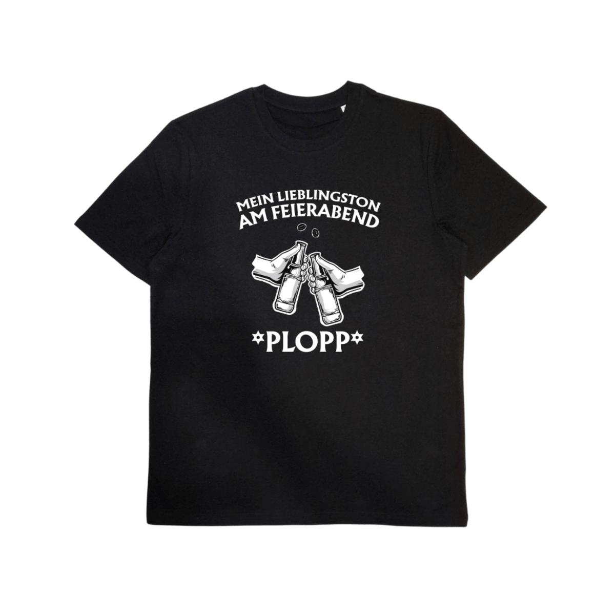 Bio-T-Shirt mit Statement „Mein Lieblingston am Feierabend“ – Odenwald mit Stil, Frontansicht.