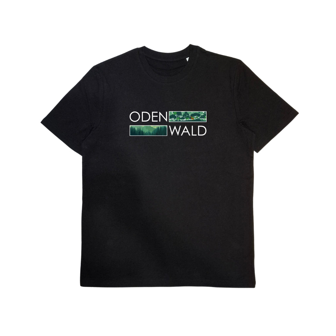 Bio-Baumwoll Unisex T-Shirt mit rechteckigem Odenwald-Motiv – Odenwald mit Stil, Frontansicht.