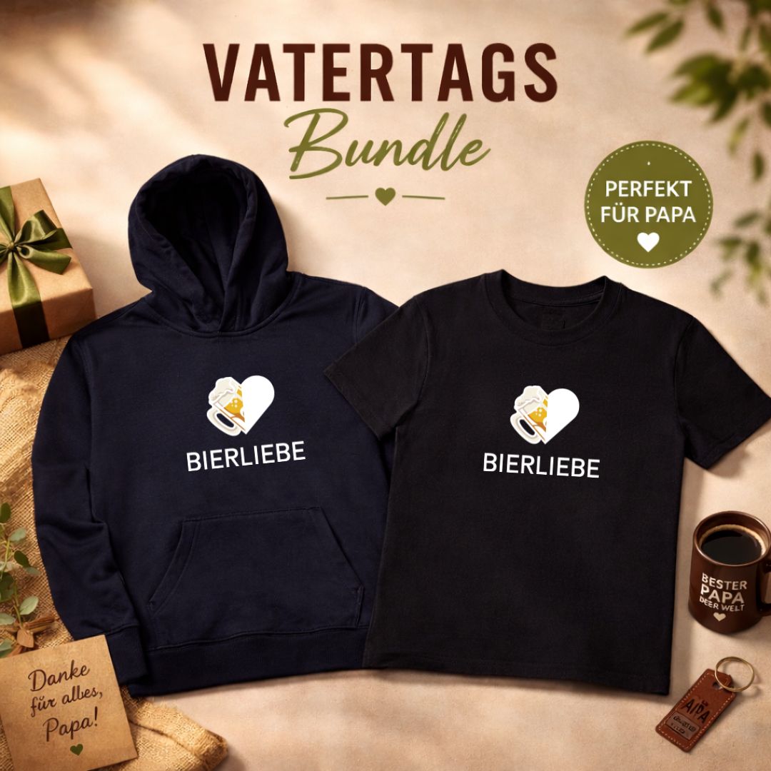 Vatertags-Bundle: Bierliebe (schwarzes T-Shirt + schwarzer Hoodie)