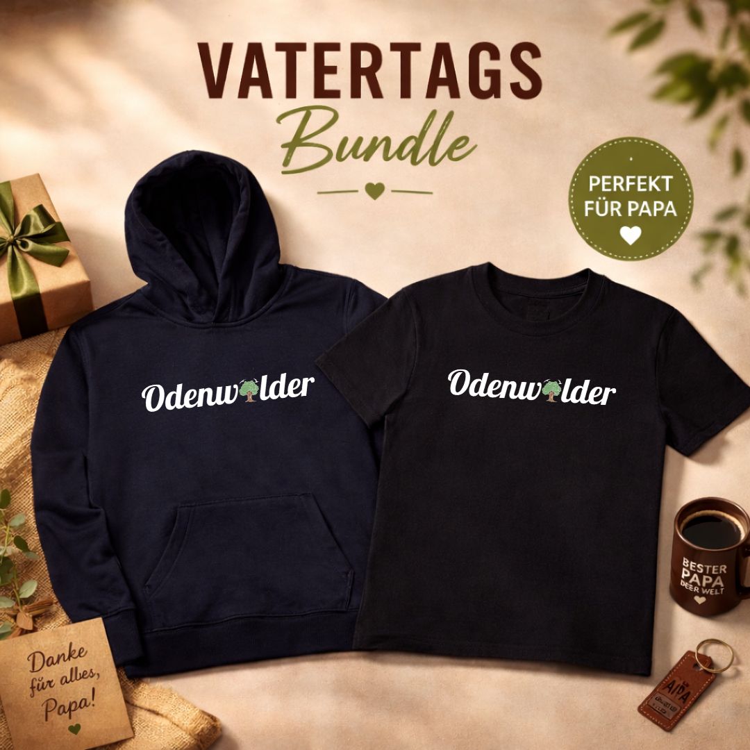 Vatertags-Bundle: Odenwälder (schwarzes T-Shirt + schwarzer Hoodie)