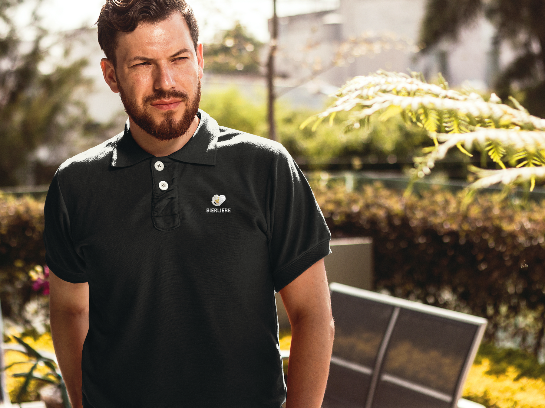 Produktbild Bierliebe Unisex Poloshirt in Schwarz