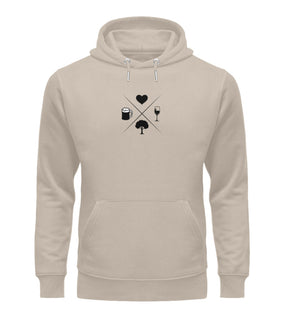 Herz Wein Buche Bier Unisex Hoodie Desert Dust