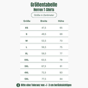 Größentabelle Herren Shirts - Verbunden mit dem Odenwald - Odenwald mit Stil