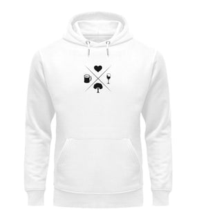 Herz Wein Buche Bier Unisex Hoodie Weiß