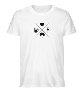 Herz Wein Buche Bier Herren T-Shirt Weiß