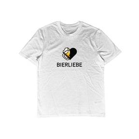 Weißes Unisex T-Shirt mit Bierliebe Motiv als Produktfoto.