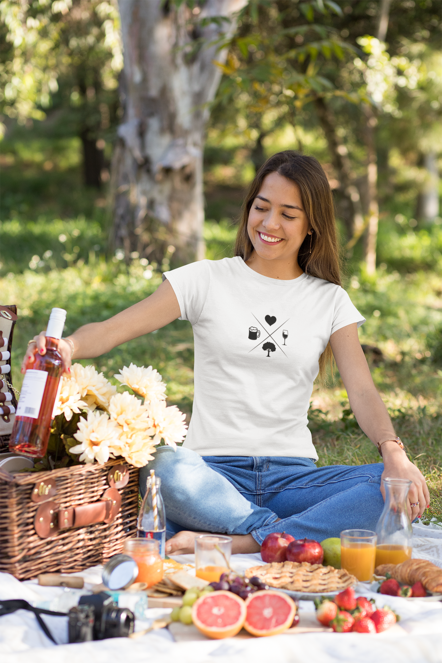 Herz Wein Buche Bier  - Damen Premium Organic Shirt