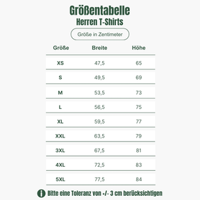 Hier sehen Sie eine Größentabelle für unsere Herren T-Shirts aus unserem Odenwald mit Stil Onlineshop