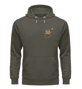 Gurre! Eule in Brusttasche Herren Damen Unisex Hoodie Khaki Odenwälder Dialekt Odenwald mit Stil Onlineshop