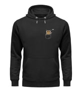 Gurre! Eule in Brusttasche Herren Damen Unisex Hoodie Schwarz Odenwälder Dialekt Odenwald mit Stil Onlineshop