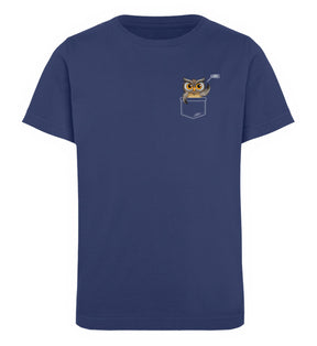Gurre! Eule in Brusttasche Kinder T-Shirt French Navy Odenwälder Dialekt Odenwald mit Stil Onlineshop