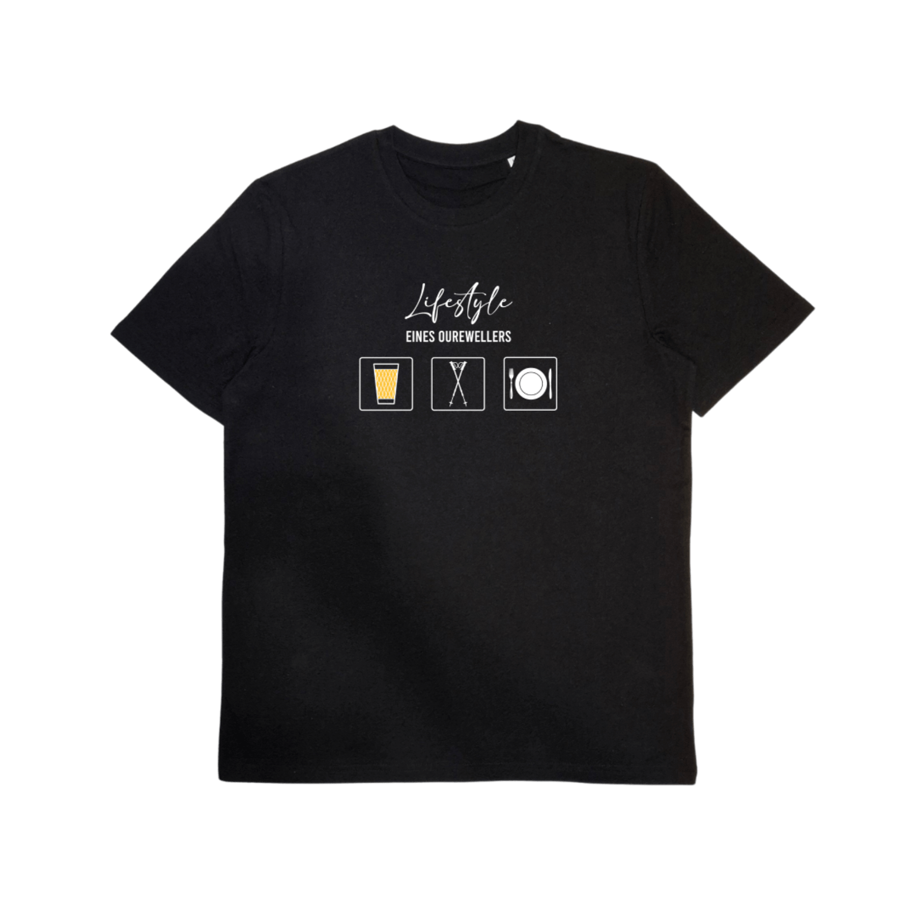 Herren Bio-T-Shirt mit Motiv „Lifestyle eines Ourewellers“ – Odenwald mit Stil, Frontansicht.