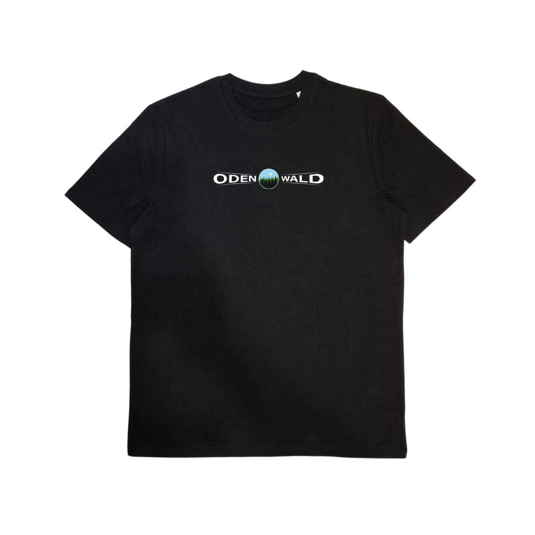 Bio-Baumwoll T-Shirt mit rundem Odenwald-Motiv – Odenwald mit Stil, Frontansicht.