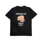 Bio-Baumwoll T-Shirt mit Dialekt-Motiv „Oureweller häwwes druff“ – Odenwald mit Stil, Frontansicht.