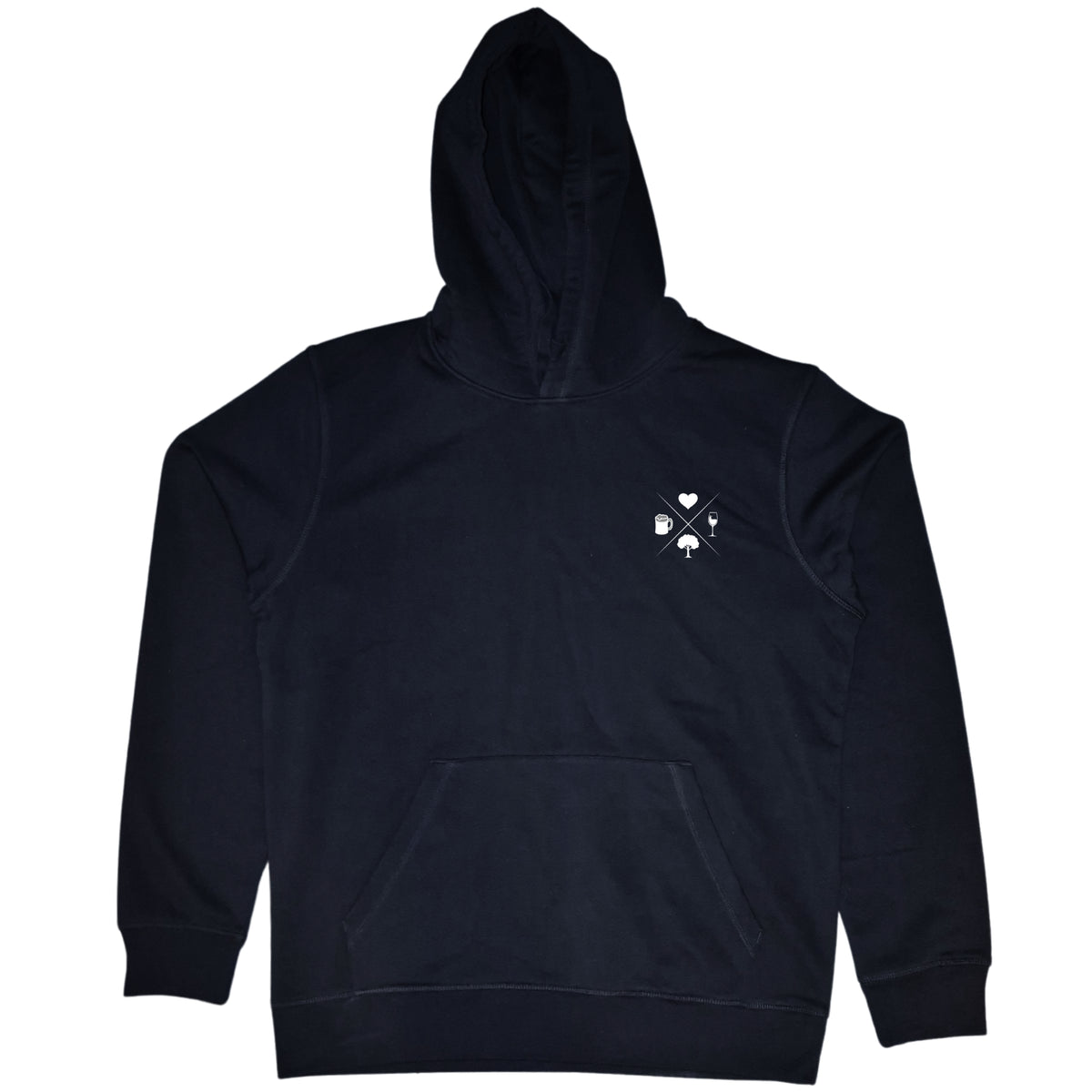 Herz Wein Buche Bier (linke Brust) Unisex Hoodie