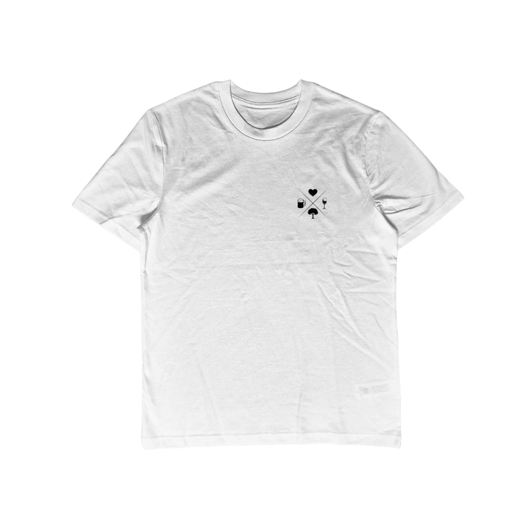 Herz Wein Buche Bier (linke Brust) T-Shirt Unisex