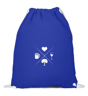 Herz Wein Buche Bier Turnbeutel Royales Blau