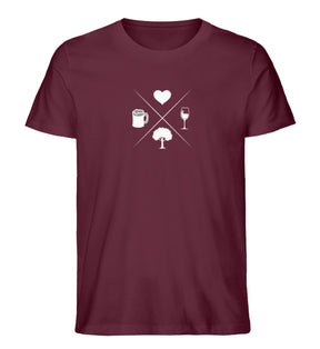 Herz Wein Buche Bier Herren T-Shirt Burgundy