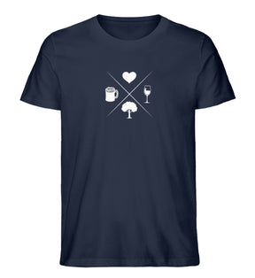 Herz Wein Buche Bier Herren T-Shirt French Navy