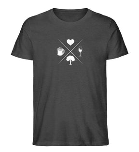 Herz Wein Buche Bier Herren T-Shirt Dark Heather Grey